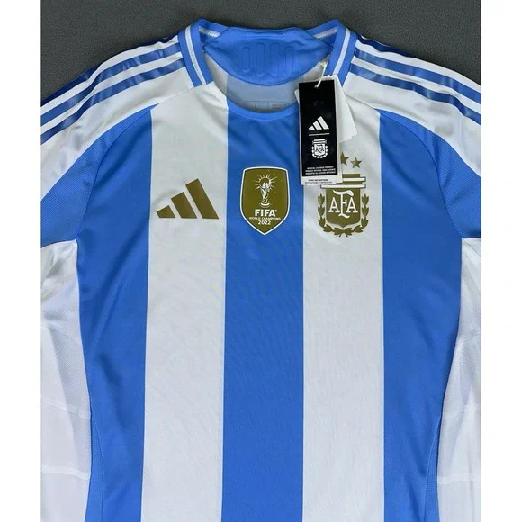 Argentina Adidas‎ Jersey Mens Large Blue White Home FIFA Champions Soccer Blank